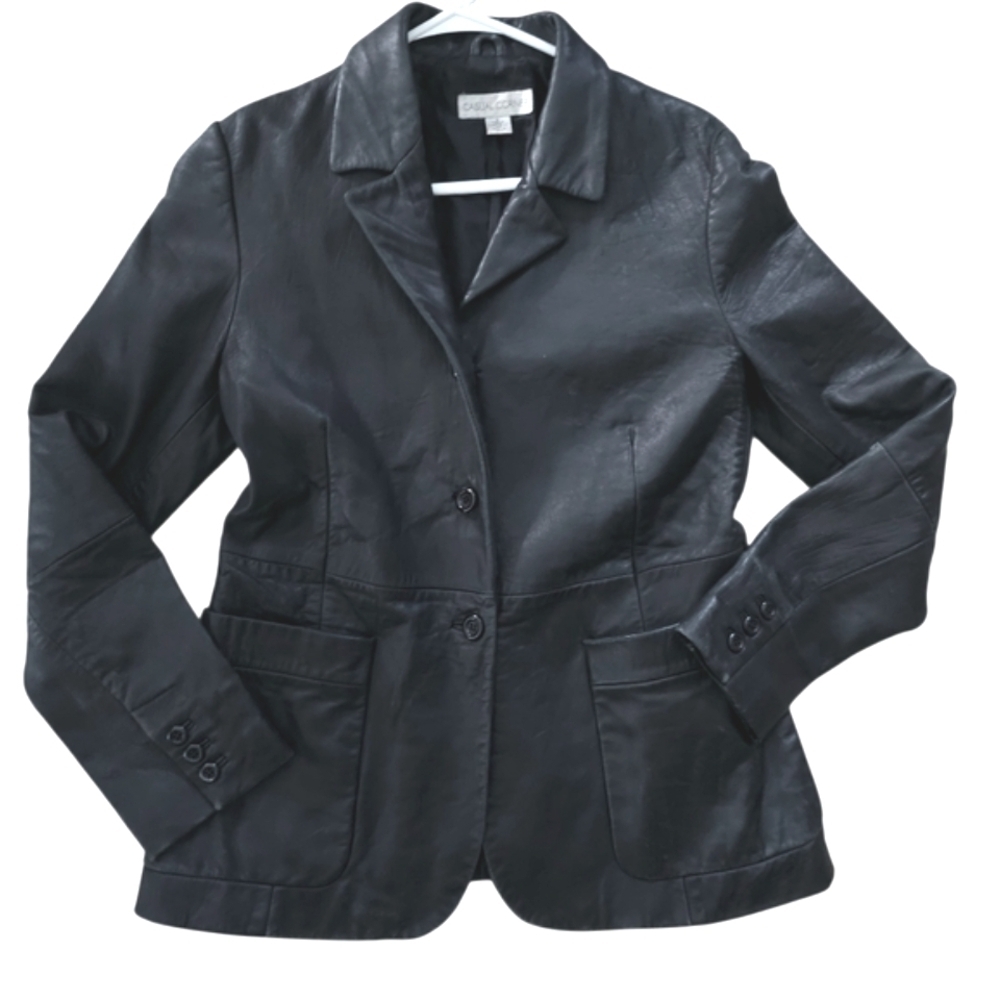 Vintage Casual Corner Black Leather Jacket